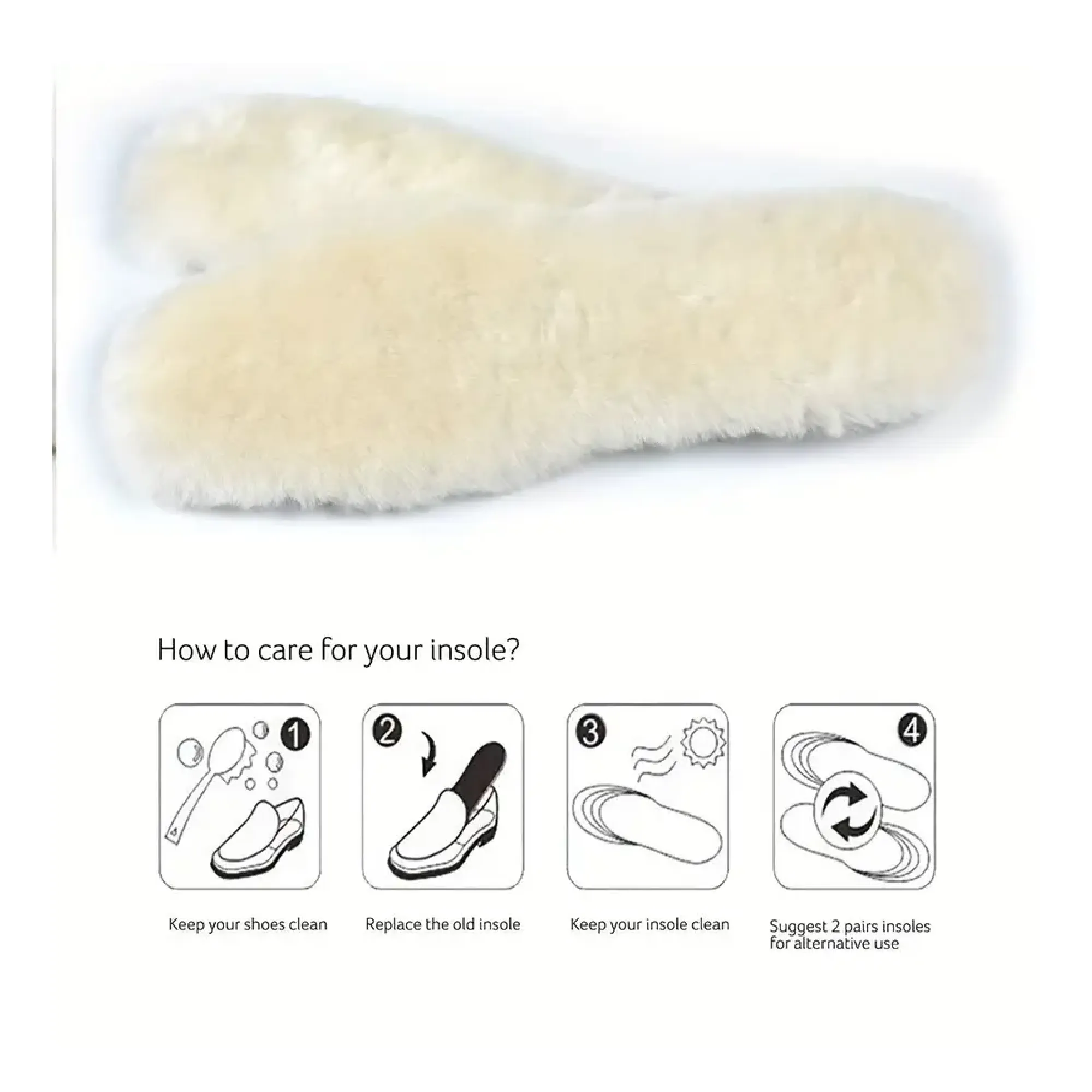 1pair Warm Fleece Insoles, Winter Fur Integrated Warm Insoles, Thickened Insoles For Snow Boots, Sweat-absorbing Breathable Insoles