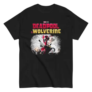 Deadpool & Wolverine Shattered Glass Mens T Shirt Black