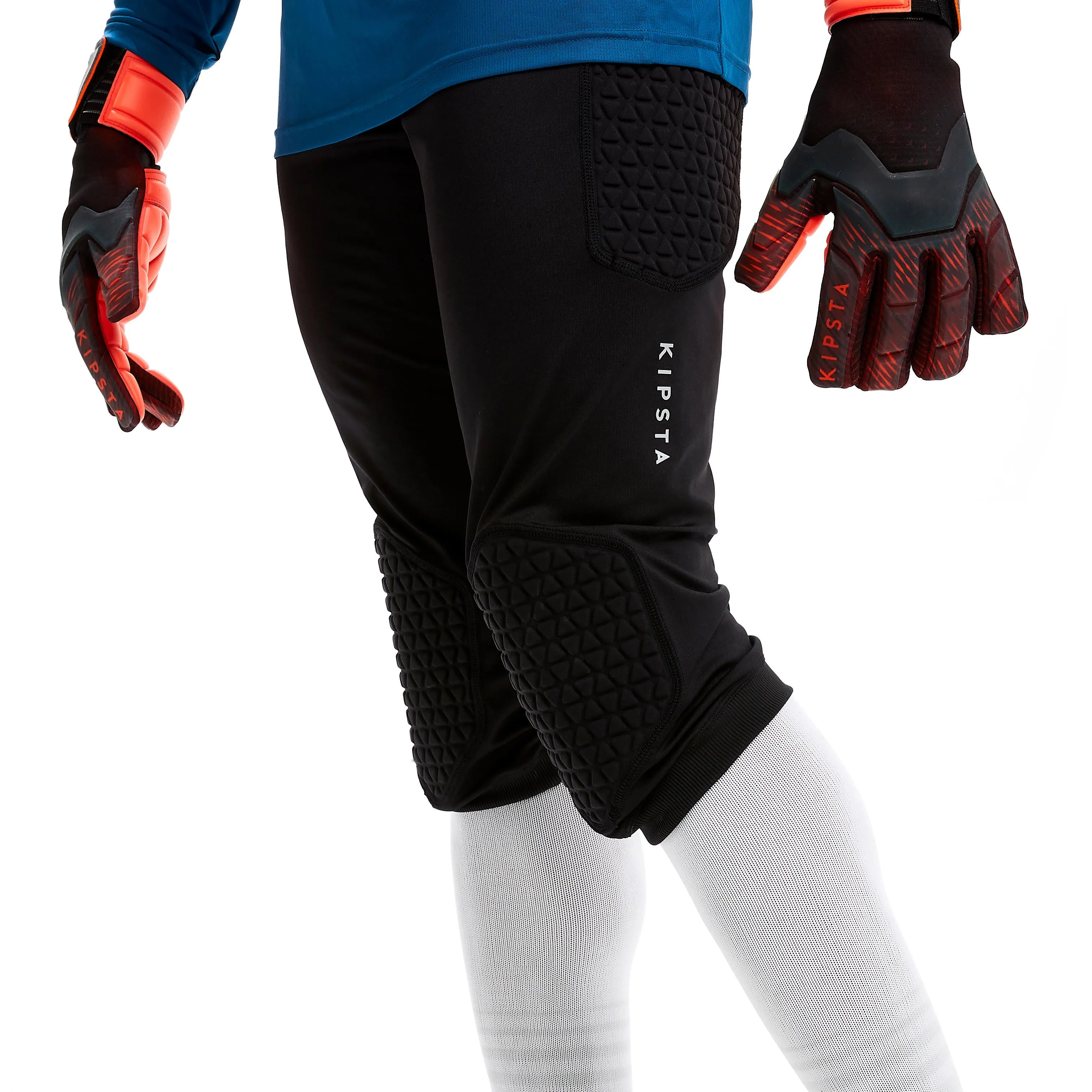 Football goalkeeper trousers 3/4 Kipsta F500 adults, black