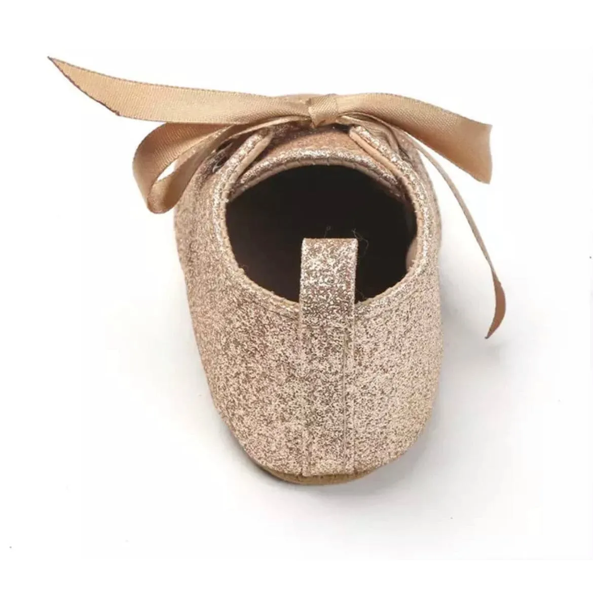 Glitterati- Rose Gold Glitter Baby Shoes - First Walker Vegan Leaher with Velcro Straps