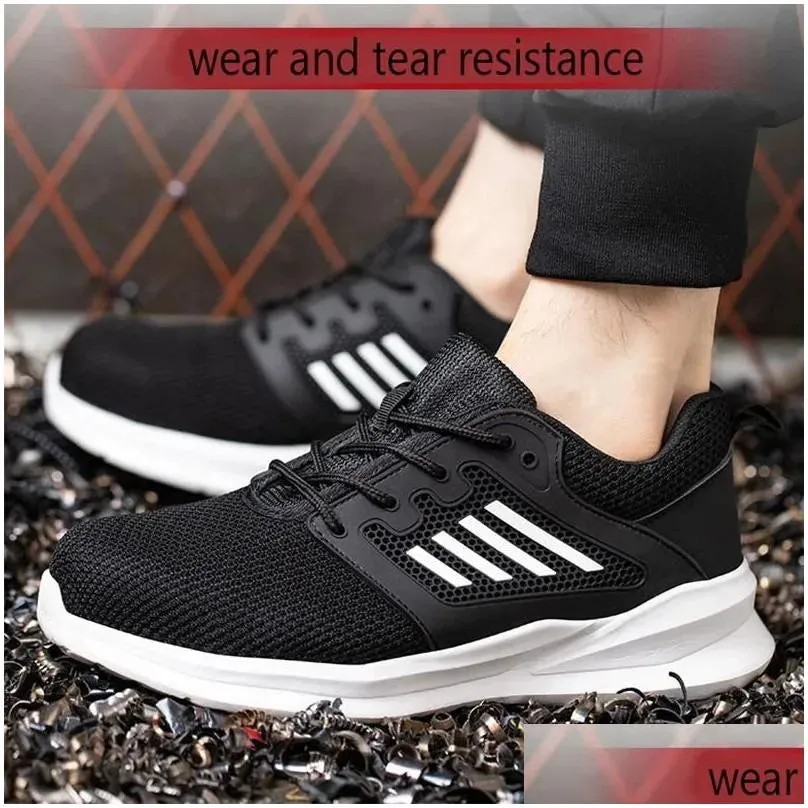 Safety Shoes Breathable And Lightweight Uni Summer Suitable For Men Women Non Destructible Shock-Absorbing Platform Casual Drop Delive Dh0Bn