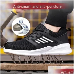 Safety Shoes Breathable And Lightweight Uni Summer Suitable For Men Women Non Destructible Shock-Absorbing Platform Casual Drop Delive Dh0Bn