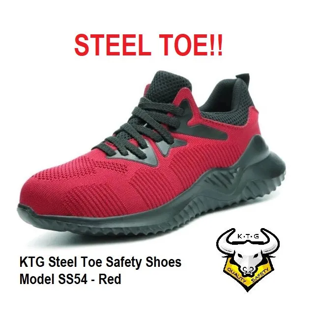 Steel Toe Sports Safety Shoes - Model SS54 - Red