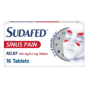 Sudafed Sinus Pain Relief 200mg/6.1mg 16 Tablets