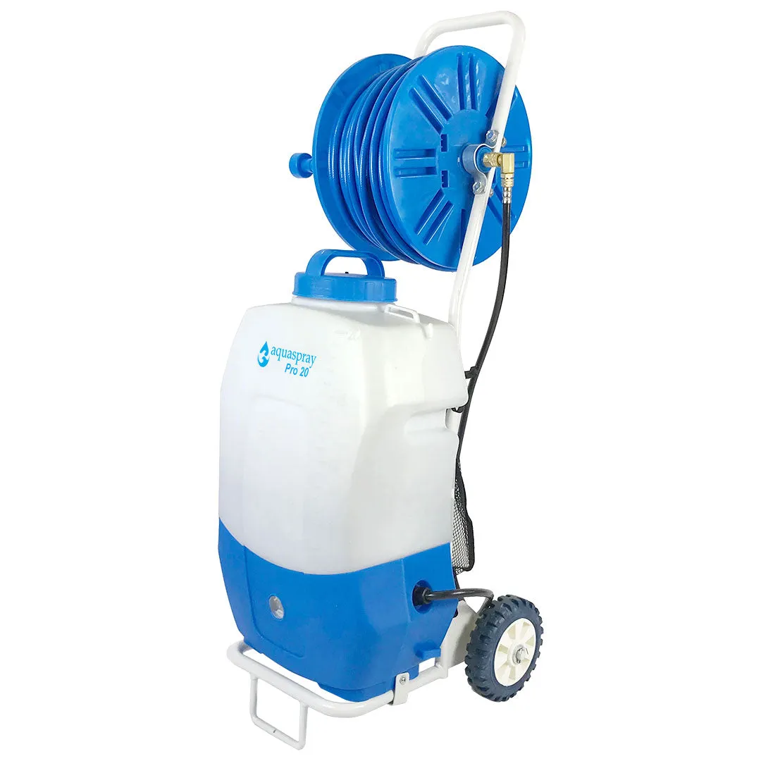 Window and Solar Panel Cleaning System: Rolling 5.2 Gallon Water Tank with Water Fed Pole