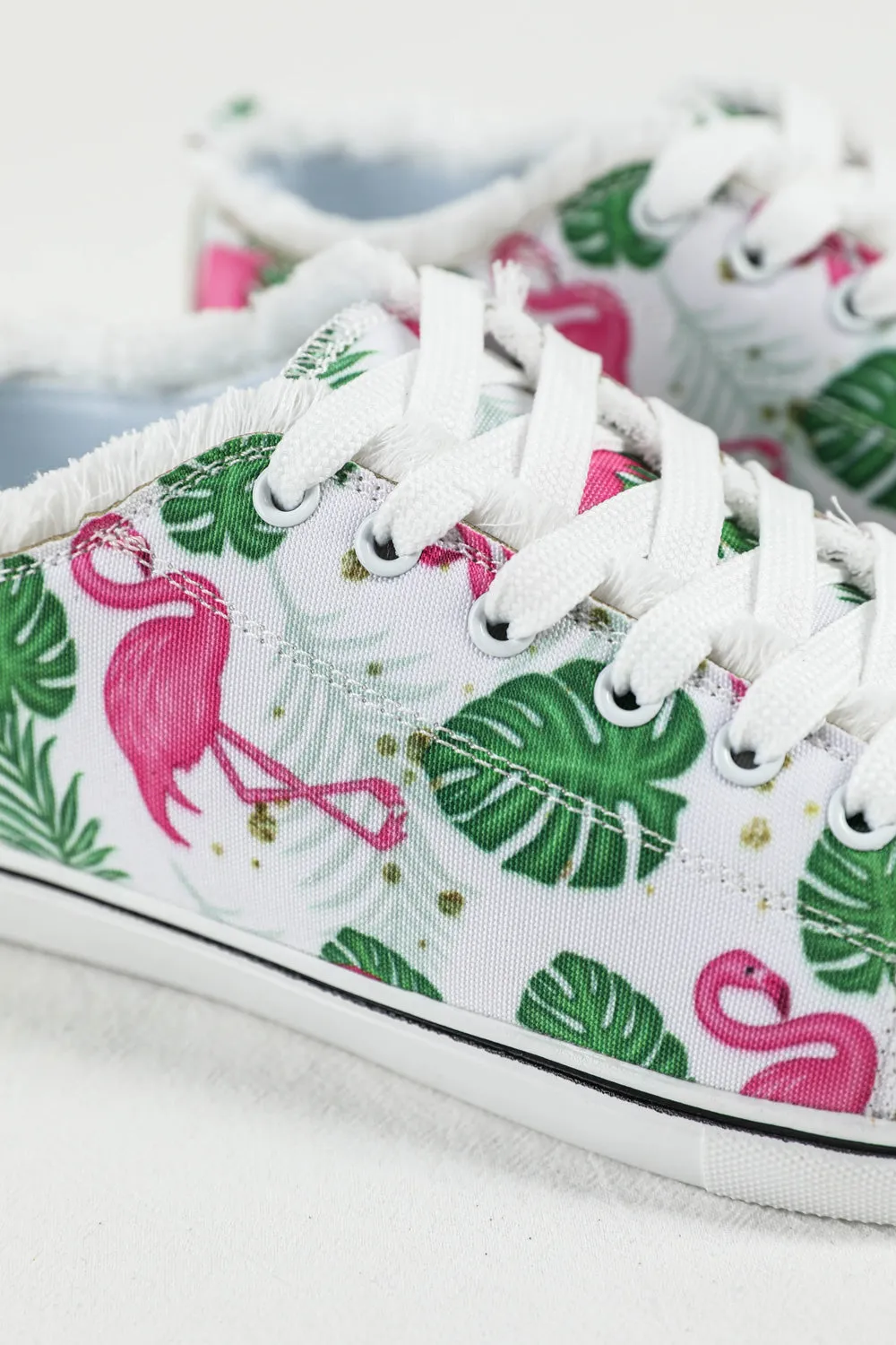 Women's Fresh Flamingo Print  Canvas Shoes Lace Up Sneakers