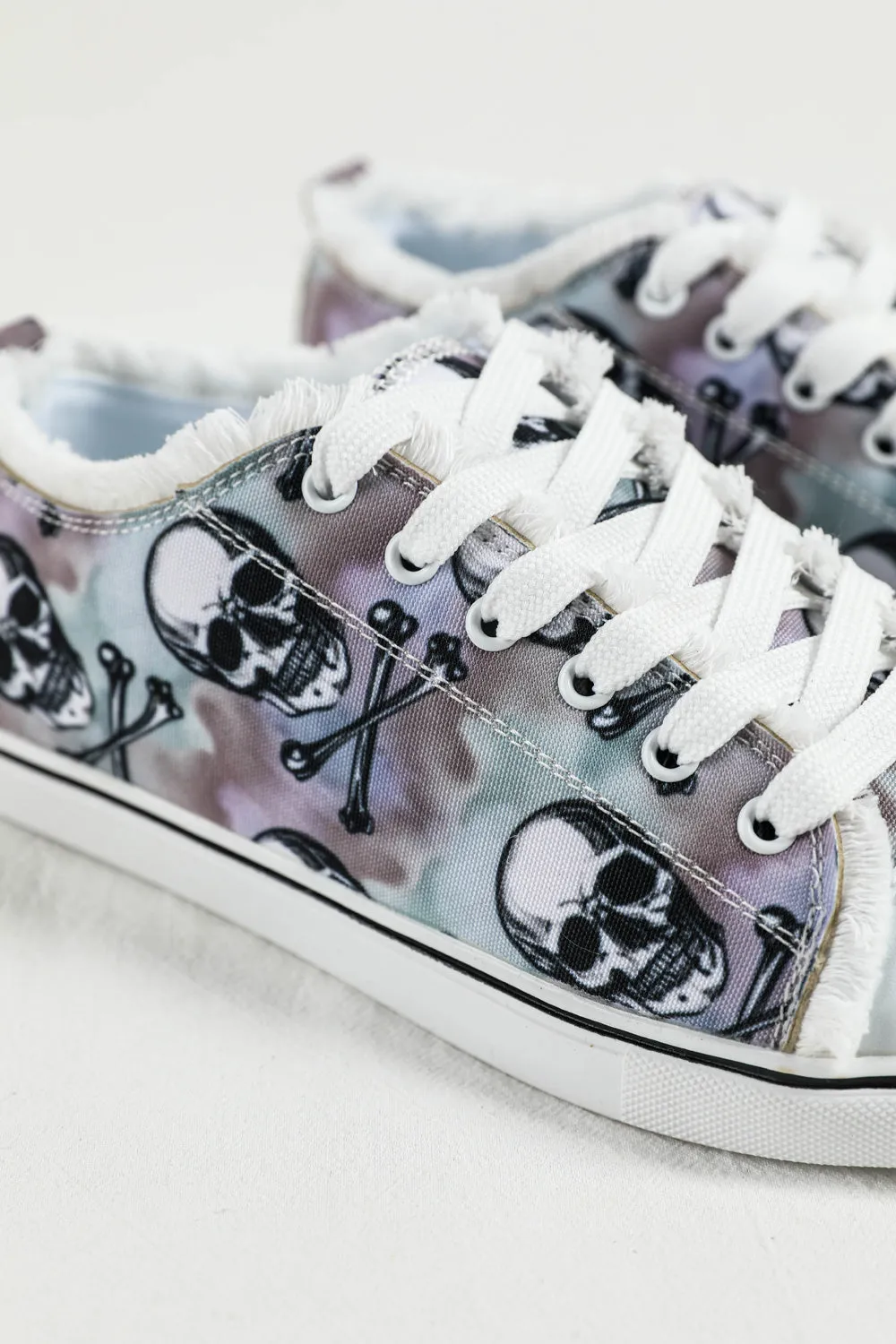 Women's Halloween Skull Print Tie Dye Canvas Shoes