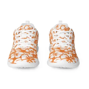 Women’s Orange and White Hawaiian Flowers Athletic Shoes